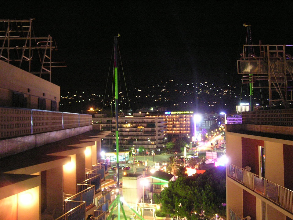 Lloret de Mar at night with lights in Spain