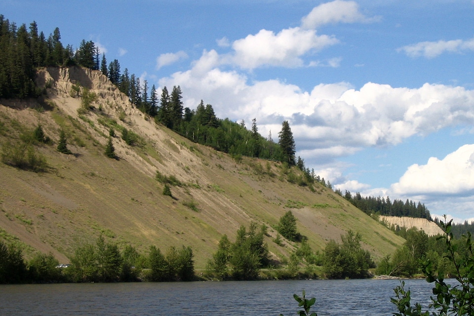 Nechako River cutbanks landscape in Prince George, British Columbia, Canada
