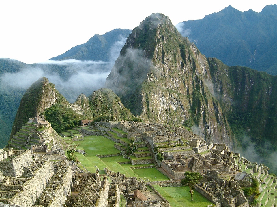 Mountainside and structures of Machu Picchu, Peru