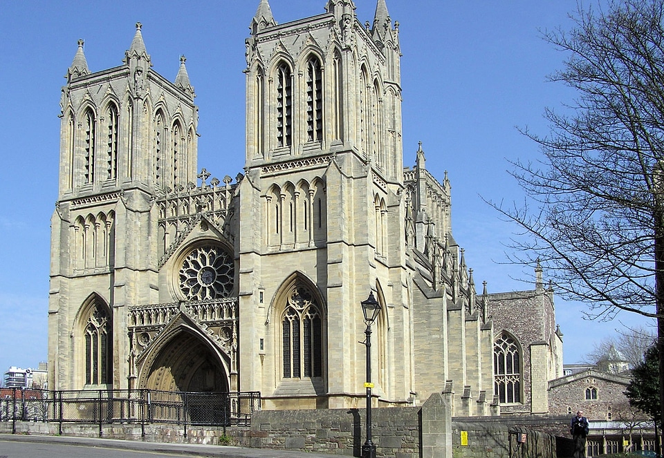 West front of Bristol Cathedral in England