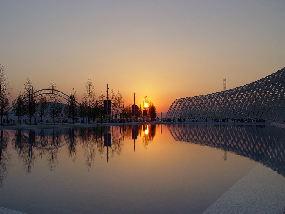 Sunset view of the OAKA Complex in Marousi, Greece