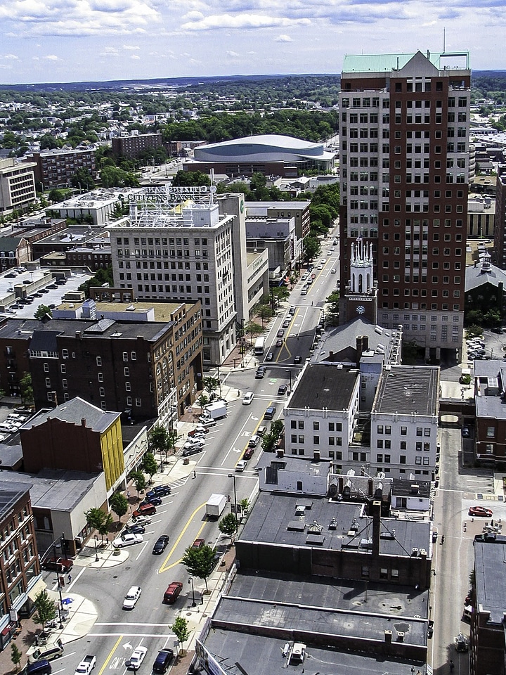 Downtown Buildings and Cityscape in Manchester, New Hampshire