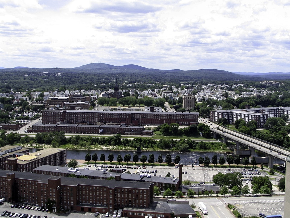 Mills on the Merrimack River in Manchester, New Hampshire