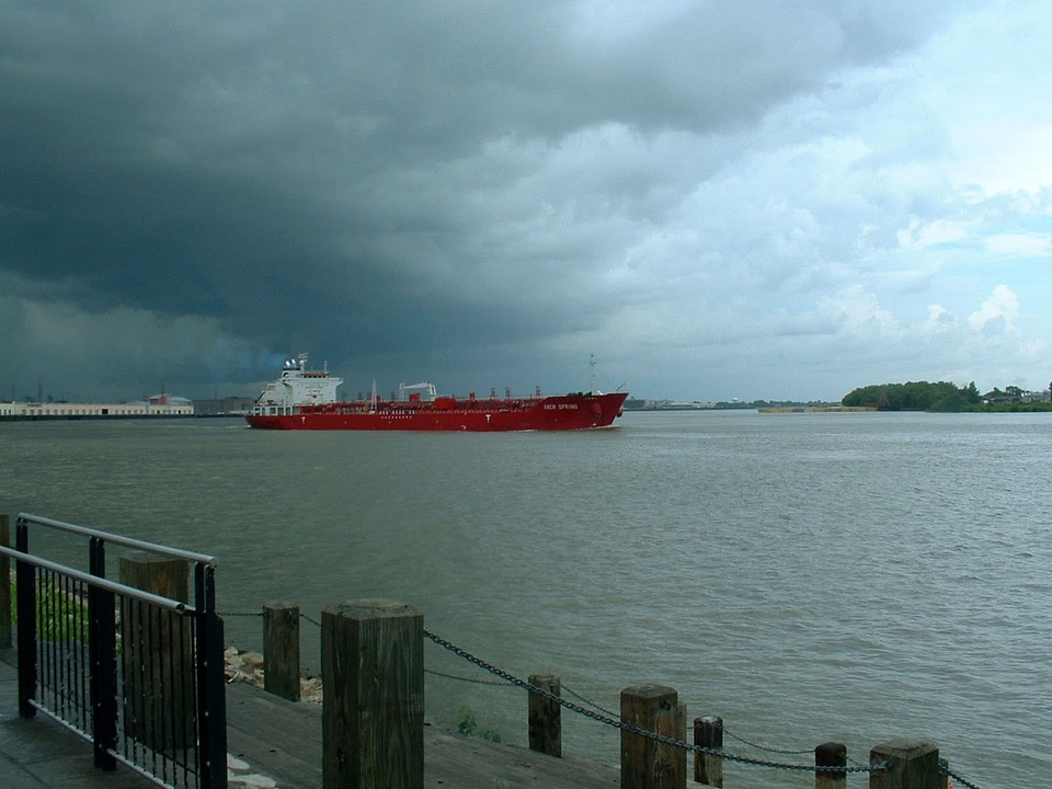 A tanker on the Mississippi River in New Orleans in Louisiana