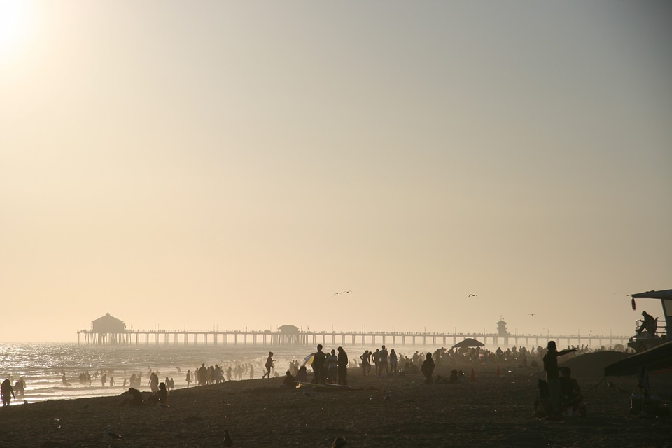 Sea boardwalk silhouette