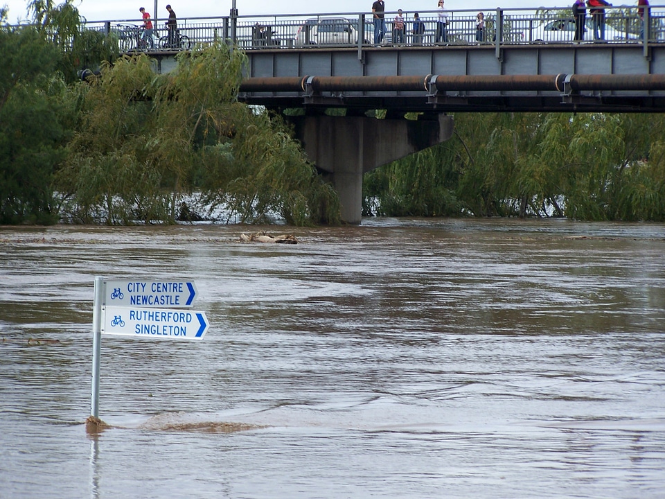 Flooding along the Maitland riverfront during the 2007 flood in New South Wales, Australia