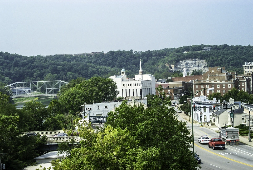 Hilltop view of modern-day Frankfort, Kentucky