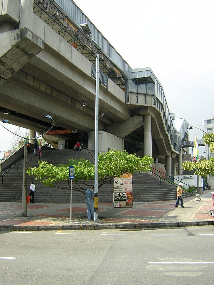 Estadio station and overhead bridge in Medellin, Colombia