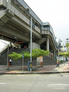 Estadio station and overhead bridge in Medellin, Colombia photo