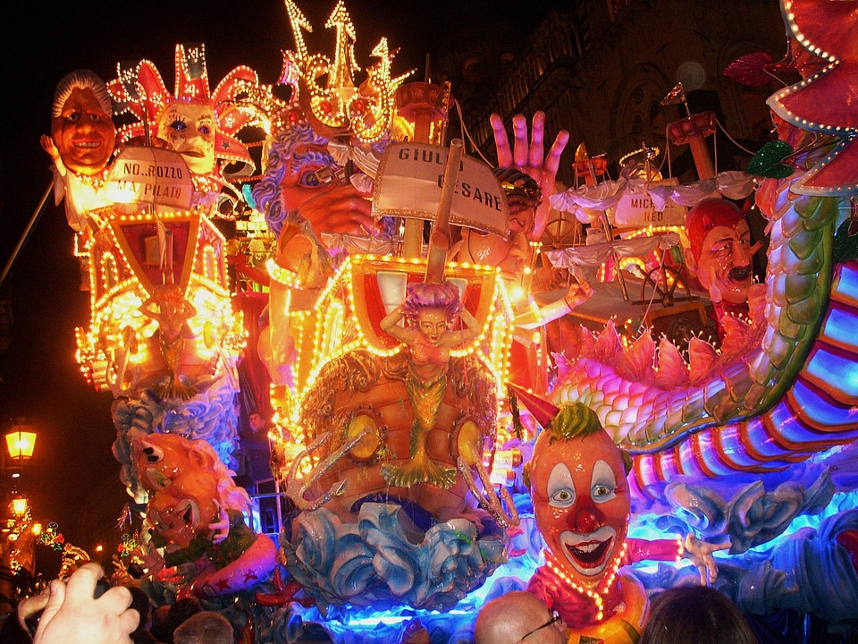 Spectacular floats during the carnival season in Acireale, Italy