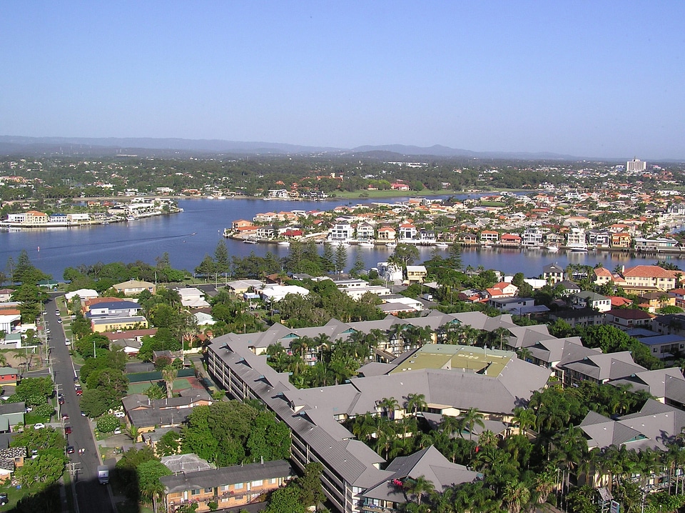 Gold Coast Waterway and Chevron Island in Queensland, Australia