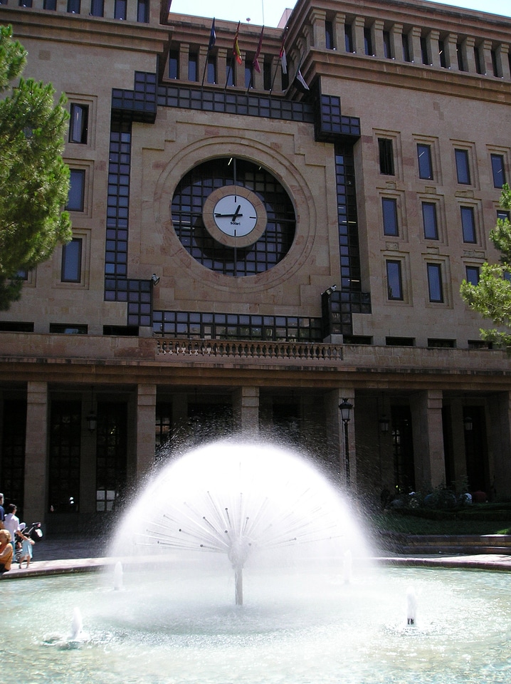 Town Hall Albacete with Fountain in Front in Spain