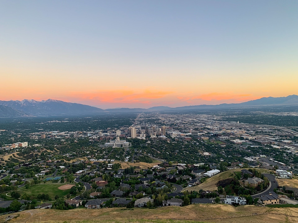 Salt Lake City from the Hill at Dusk