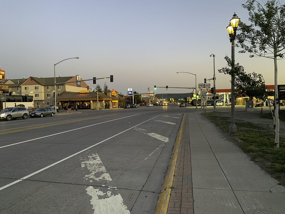 Looking down the street in West Yellowstone