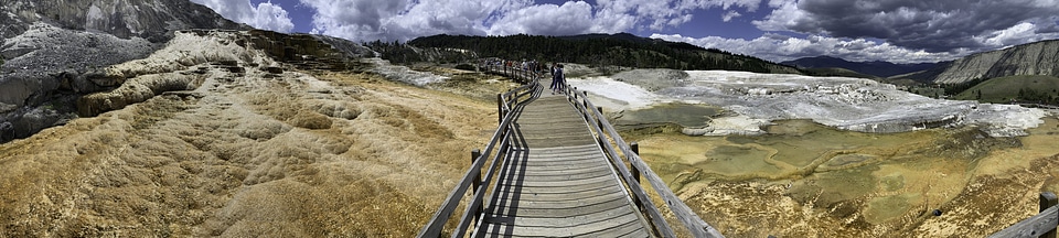 Panoramic view of Mammoth Springs photo