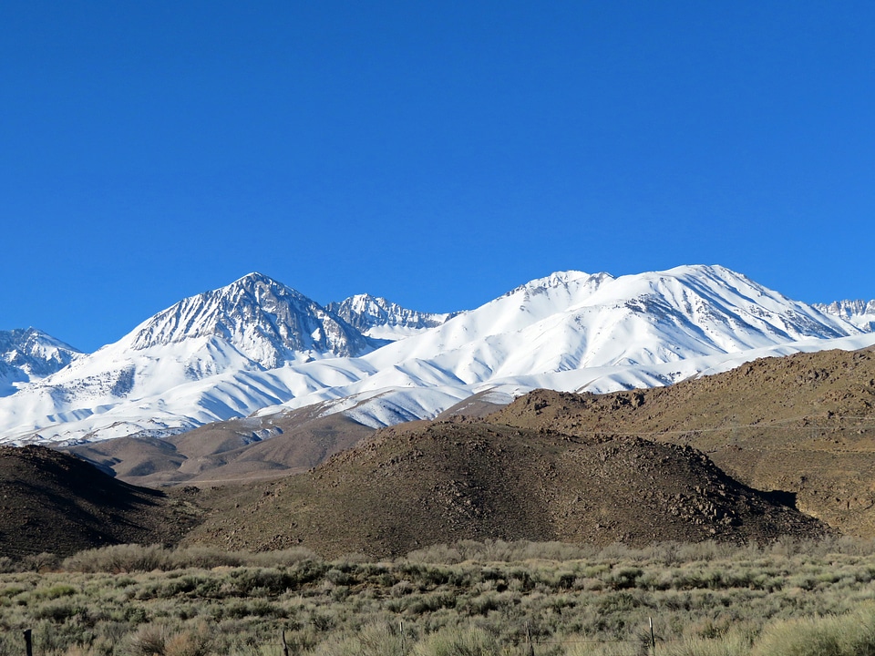 Snow capped mountains in the Sierra Nevada
