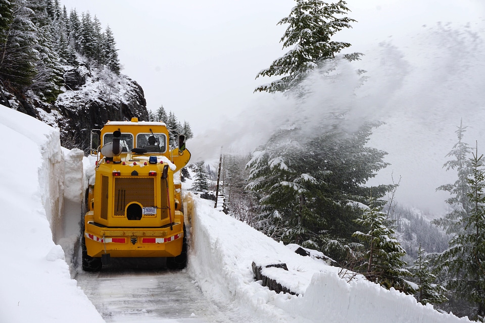 Snowplow in the winter at Glacier National Park