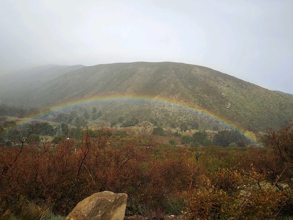 Rainbow under the mountain landscape