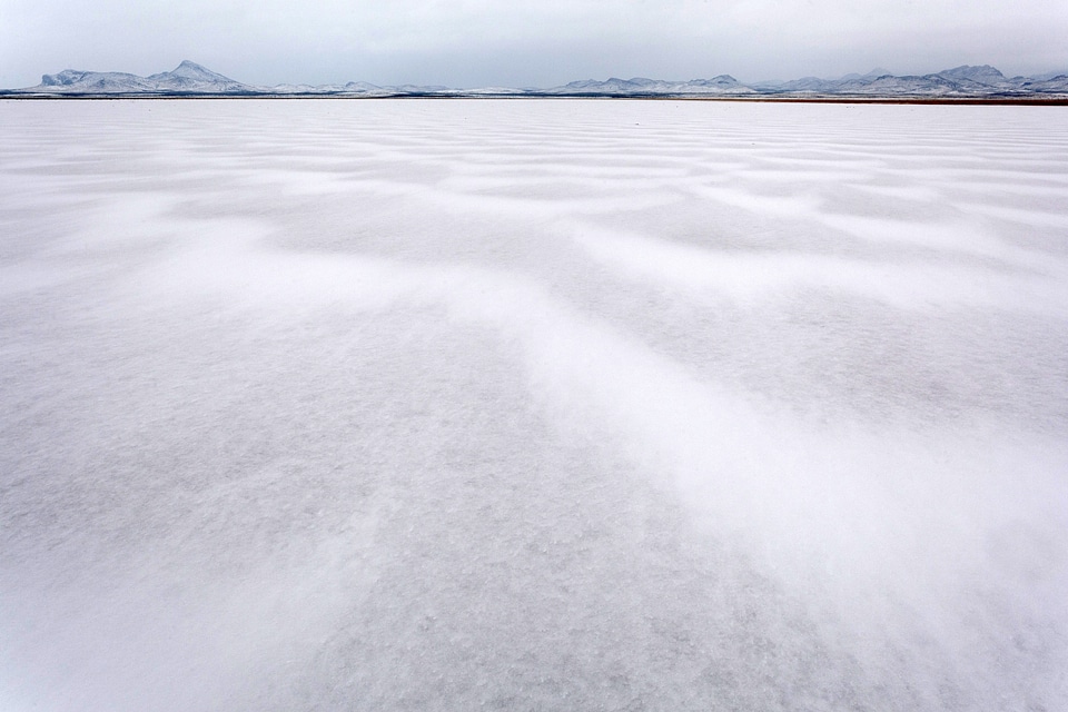 Lordsburg Playa covered in snow