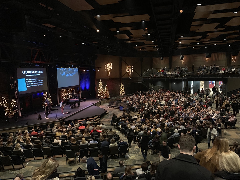 Worship hall at a large church photo