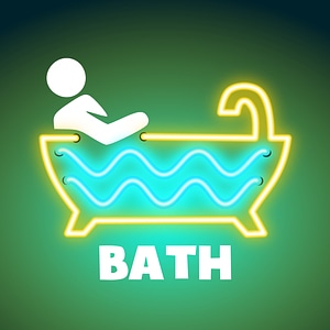 Lighted Bath sign with neon photo