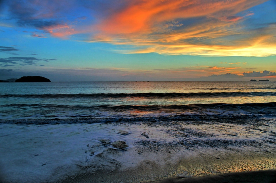 HDR sunset over the ocean photo