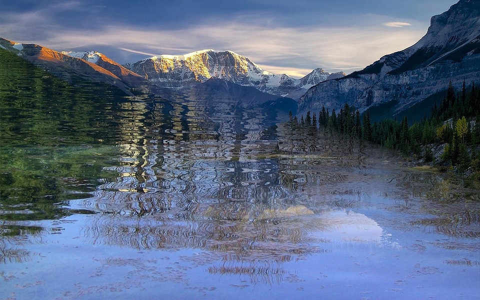 Reflection in the water of the landscape