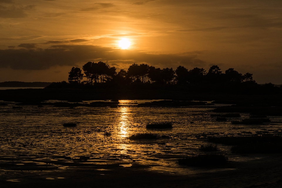 Sunset over the water photo