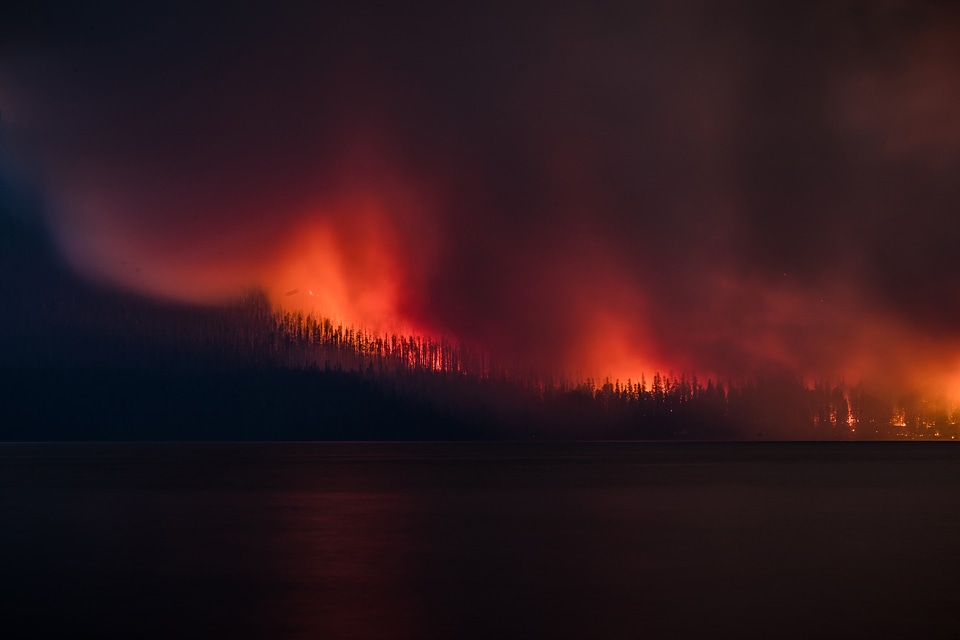 Forest Fire Across Lake McDonald