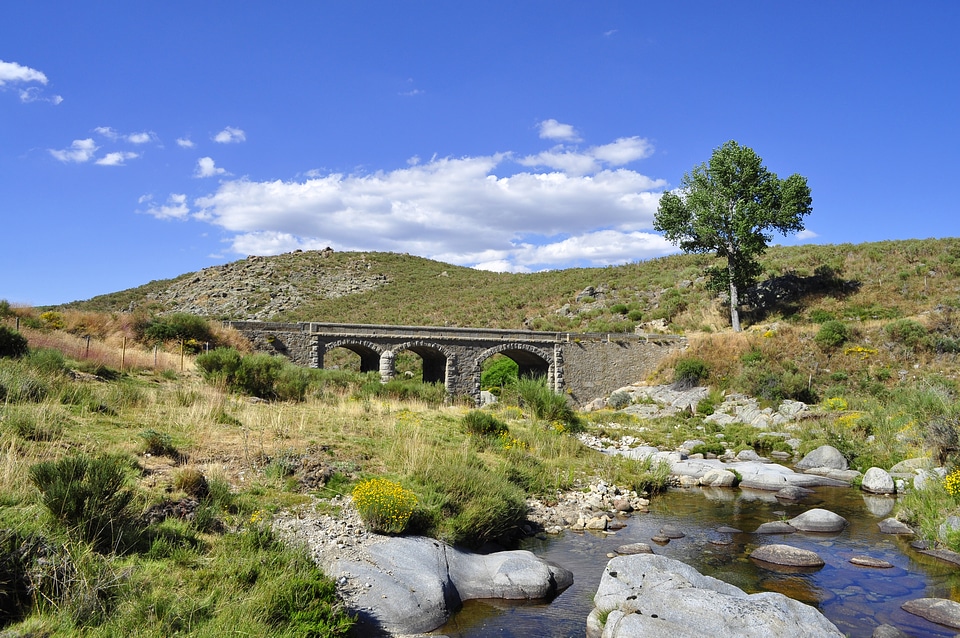 Bridge and stream and landscape in Spain