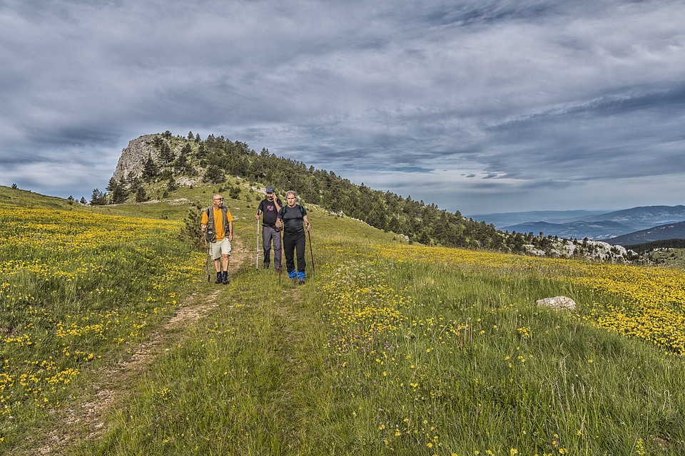 Hiker on a hill in  Croatia