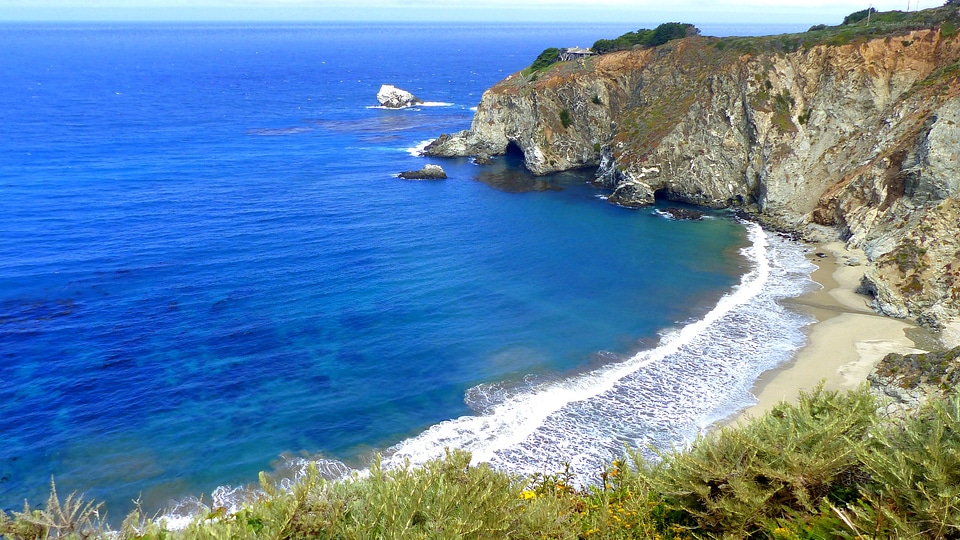 Rocky Cliffs landscape on the ocean photo