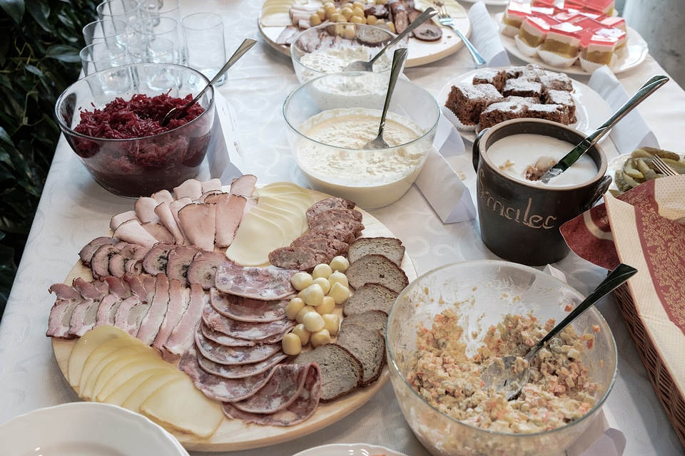 An assortment of meats and cheeses 