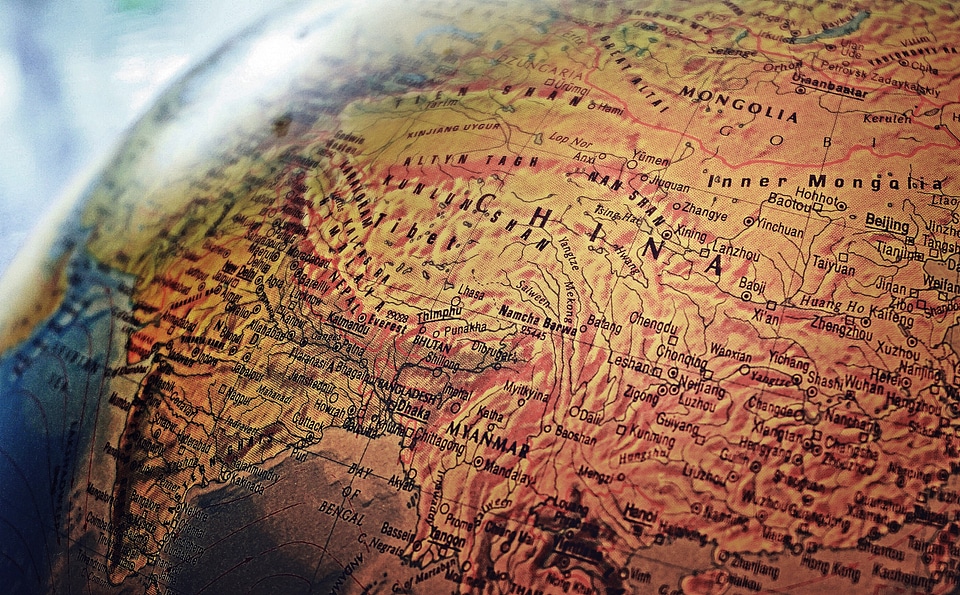View of countries on the globe