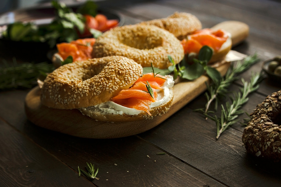 Sandwich made on bagels