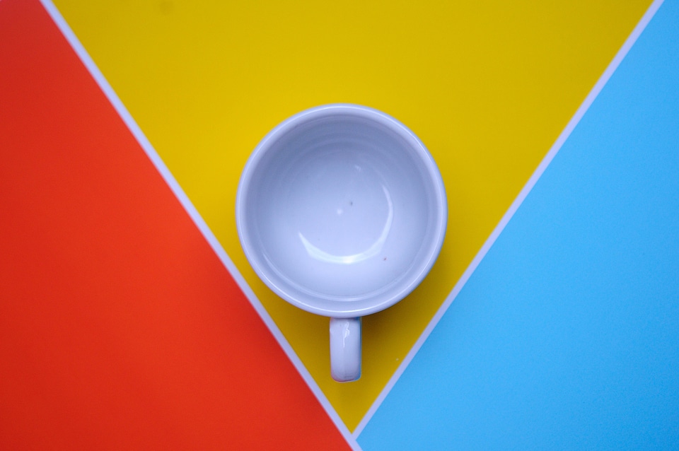 Cup on three Colored Background