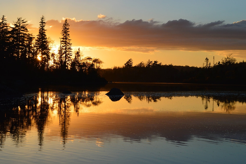Sunset over East lake in Nova Scotia
