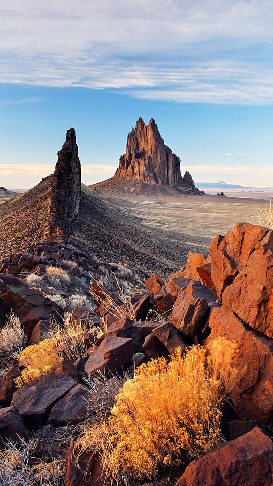 Rocky crags and peaks under the desert landscape