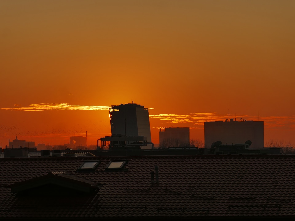 Red Dusk Skies Over the buildings