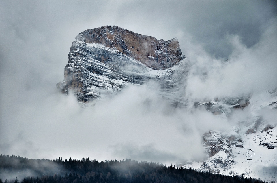 Rock formation in the mist