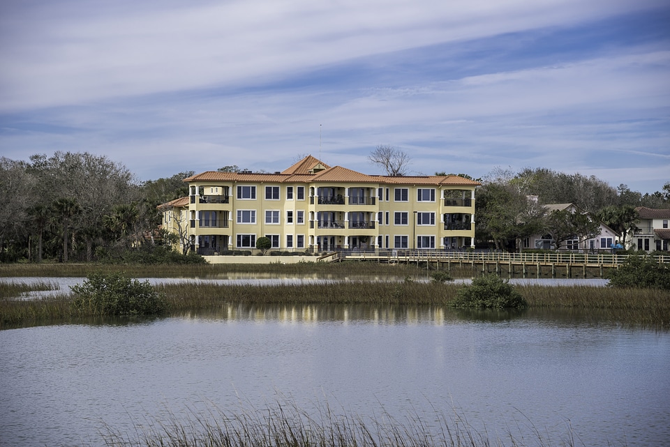 Large building by the Estuary in St. Augustine, Florida