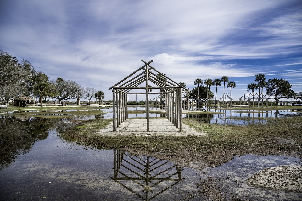 House Frames on Flooded Land
