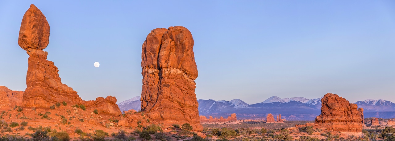Moonrise over Balanced Rock at Arches National Park