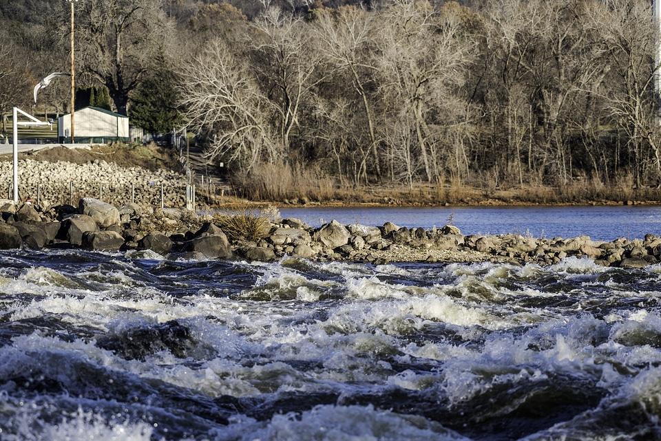 Rushing Water near the Prairie Du Sac Dam, Wisconsin