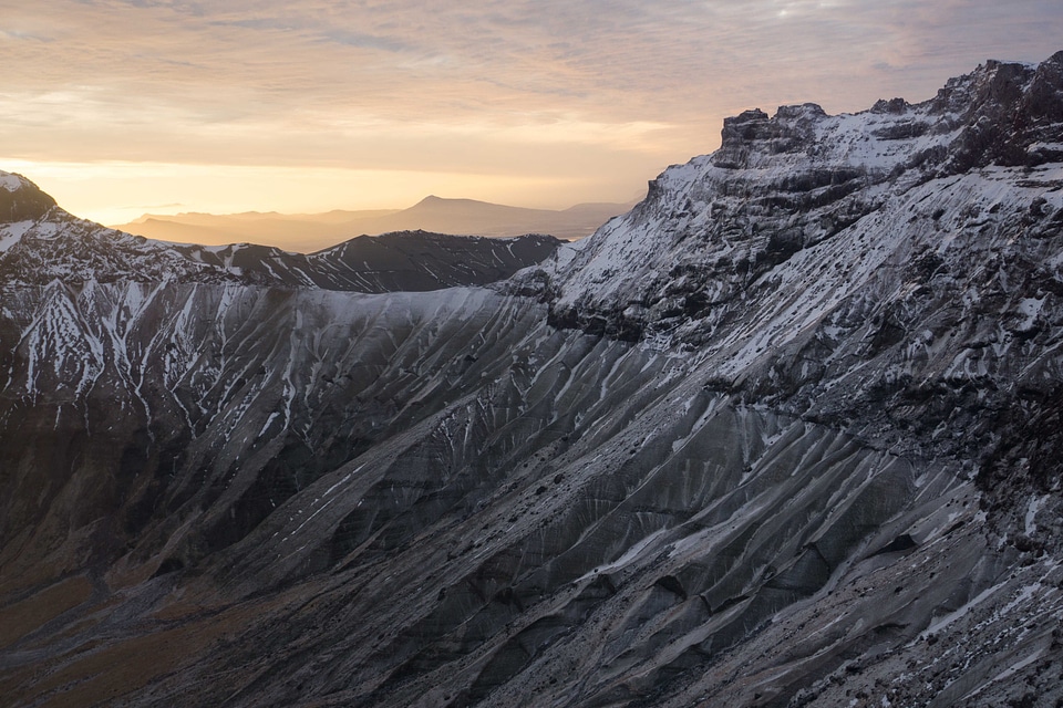 Snow capped mountain peaks in Katmai National Park