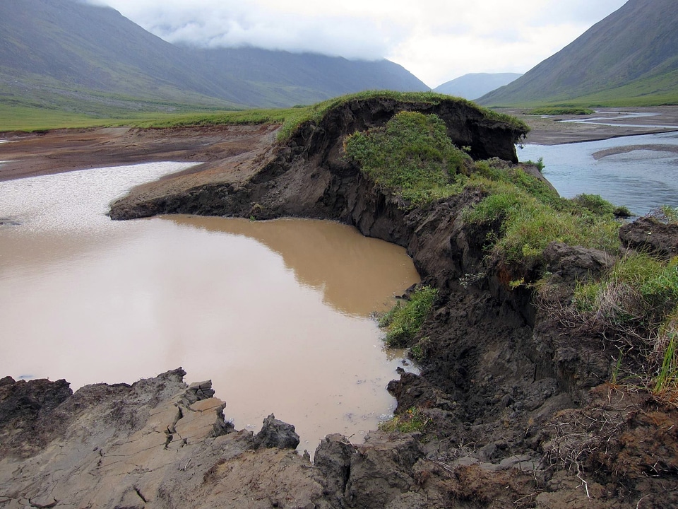 Pools of water during the permafrost thaw at Gates of the Arctic National Park