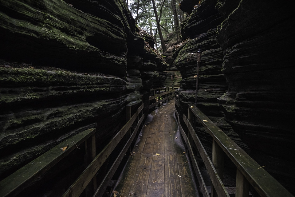 Wooden Walkway between the rocks in Wisconsin Dells photo