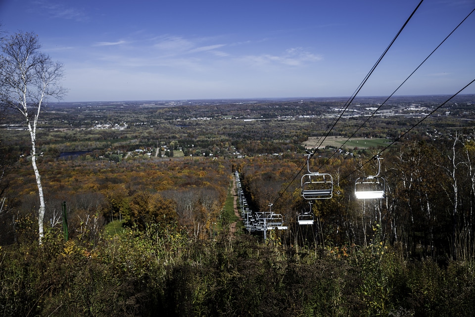 Ski Lifts during the fall and landscape at Rib Mountain State Park