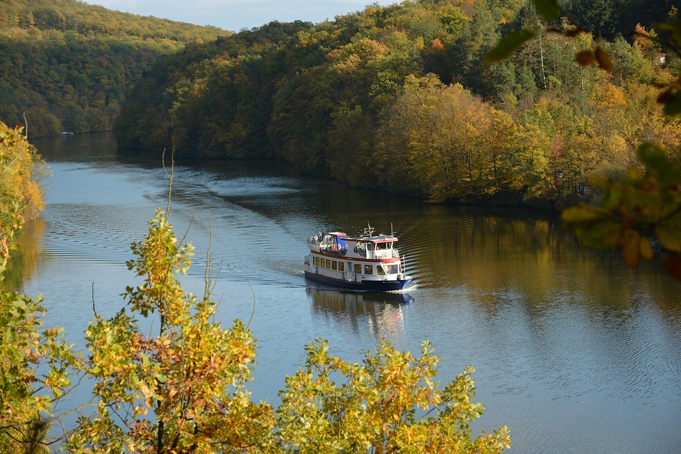 Ship going through the river
