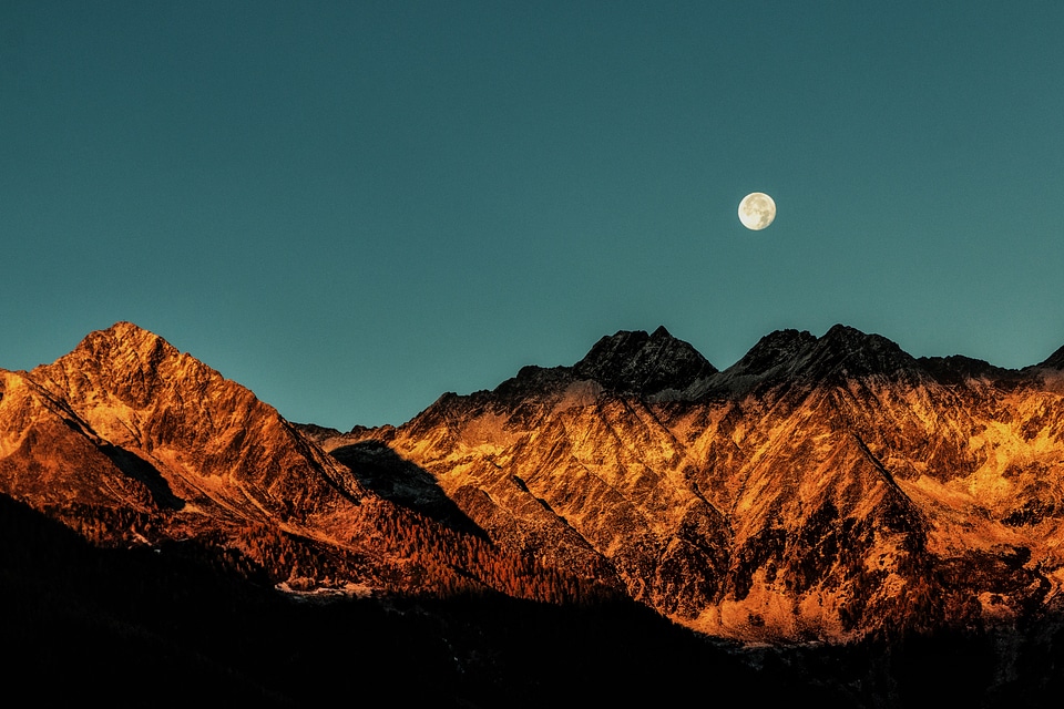 Moon over the Mountain Ridges